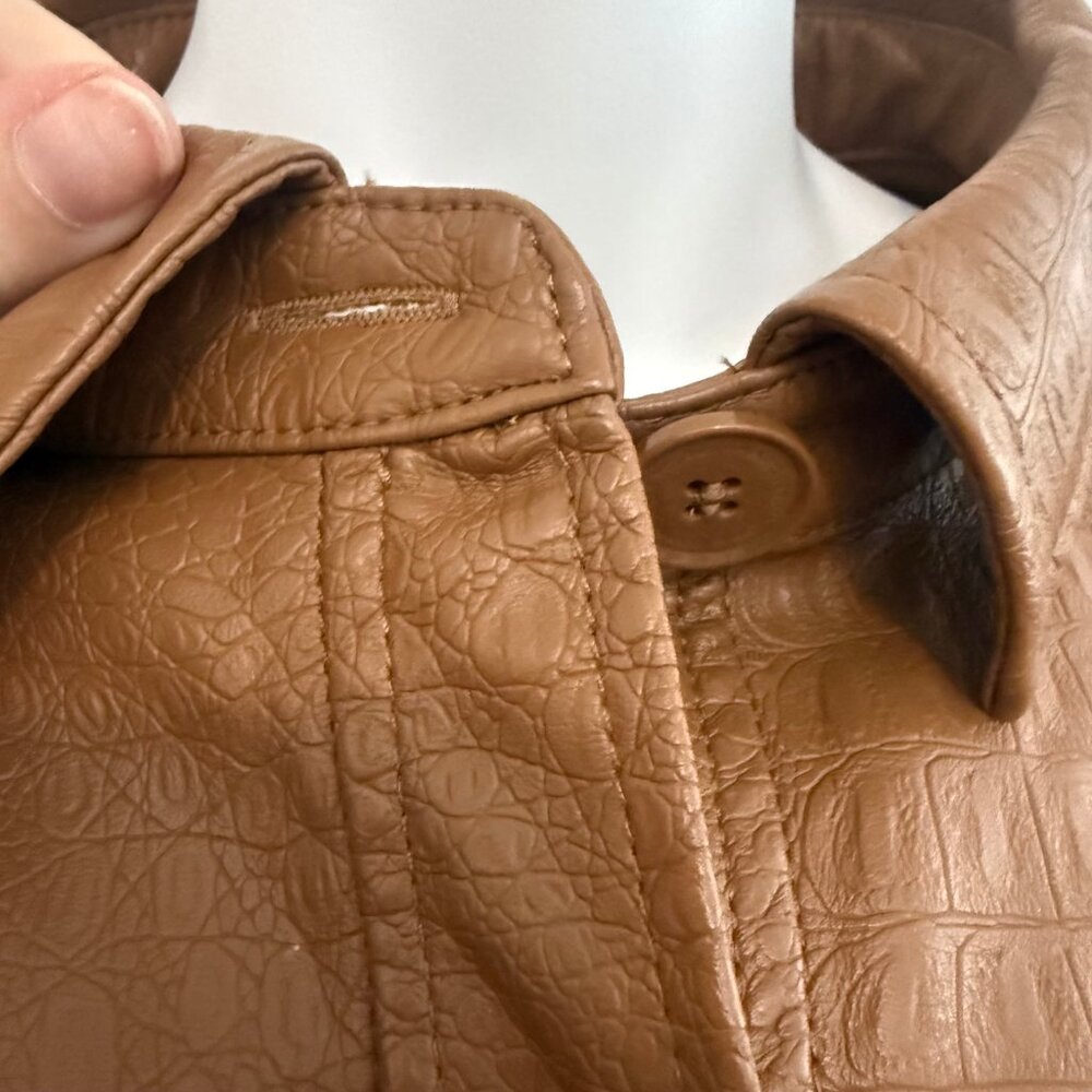 Marc New York Faux Leather Belted Jacket | Brown Croc-Embossed | Size M - Picture 9 of 14